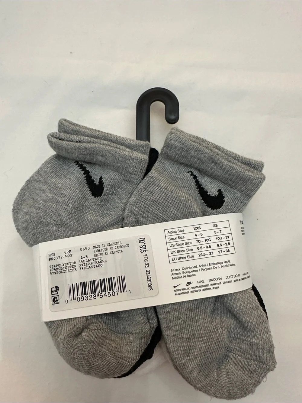 Nike Kids Cushioned Ankle Socks - Black & White